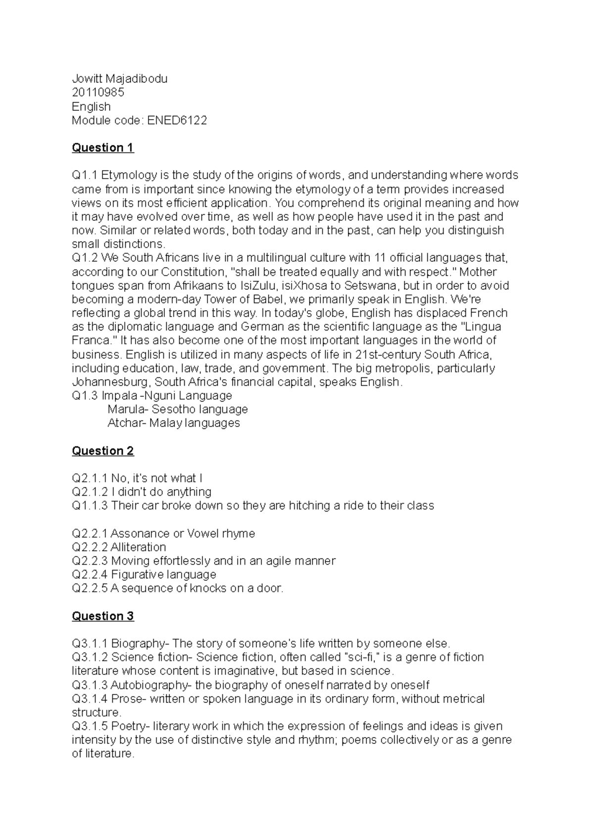 ENED English Final Exam Study Notes on Poetry and Literature - Studocu