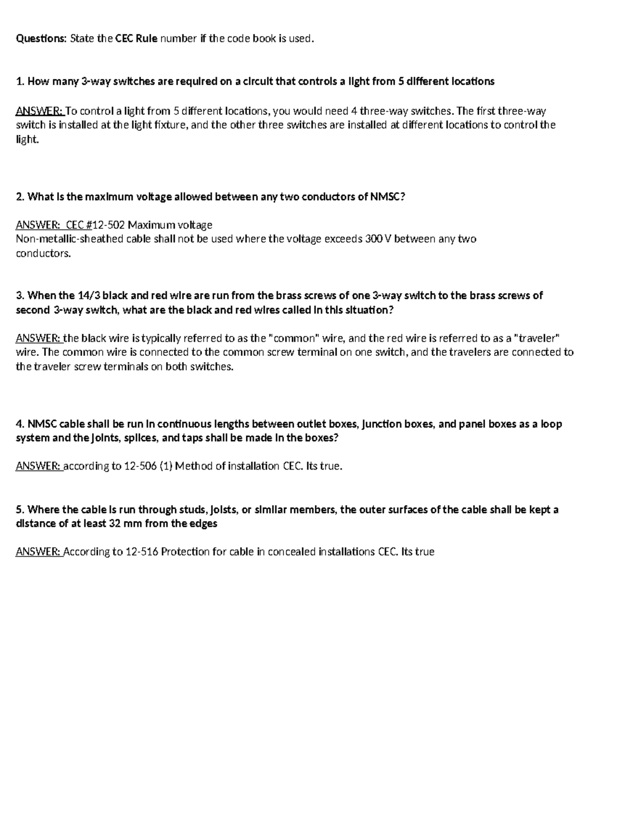 LAB3 - EET 115 Lab 3 - Questions: State the CEC Rule number if the code ...