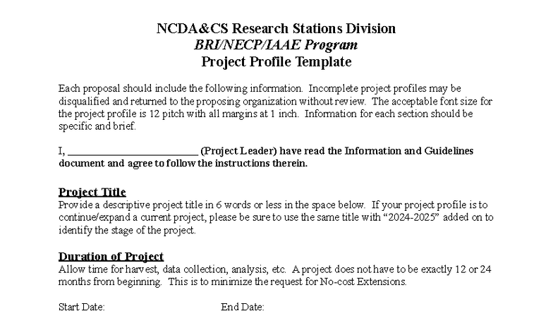 2025 BRI NECP IAAE Project Profile Template Guide - Studocu
