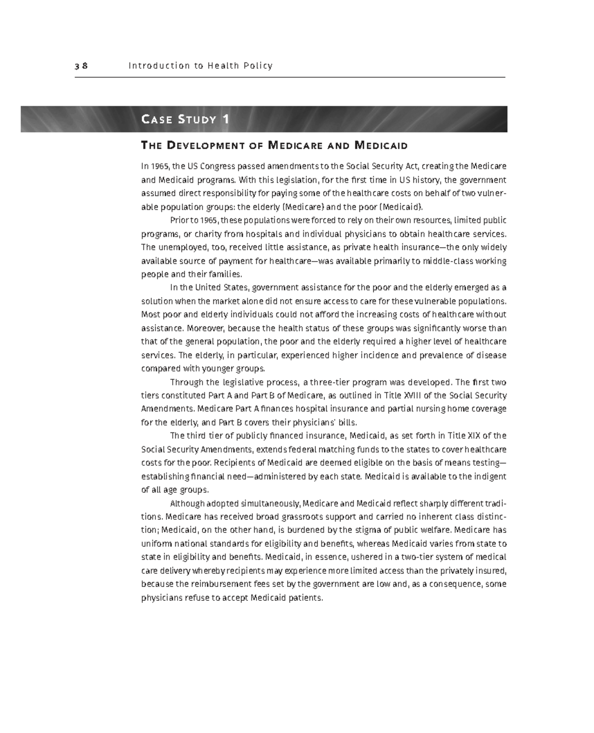Introduction to Health Policy: Case Studies on Medicare and Medicaid ...