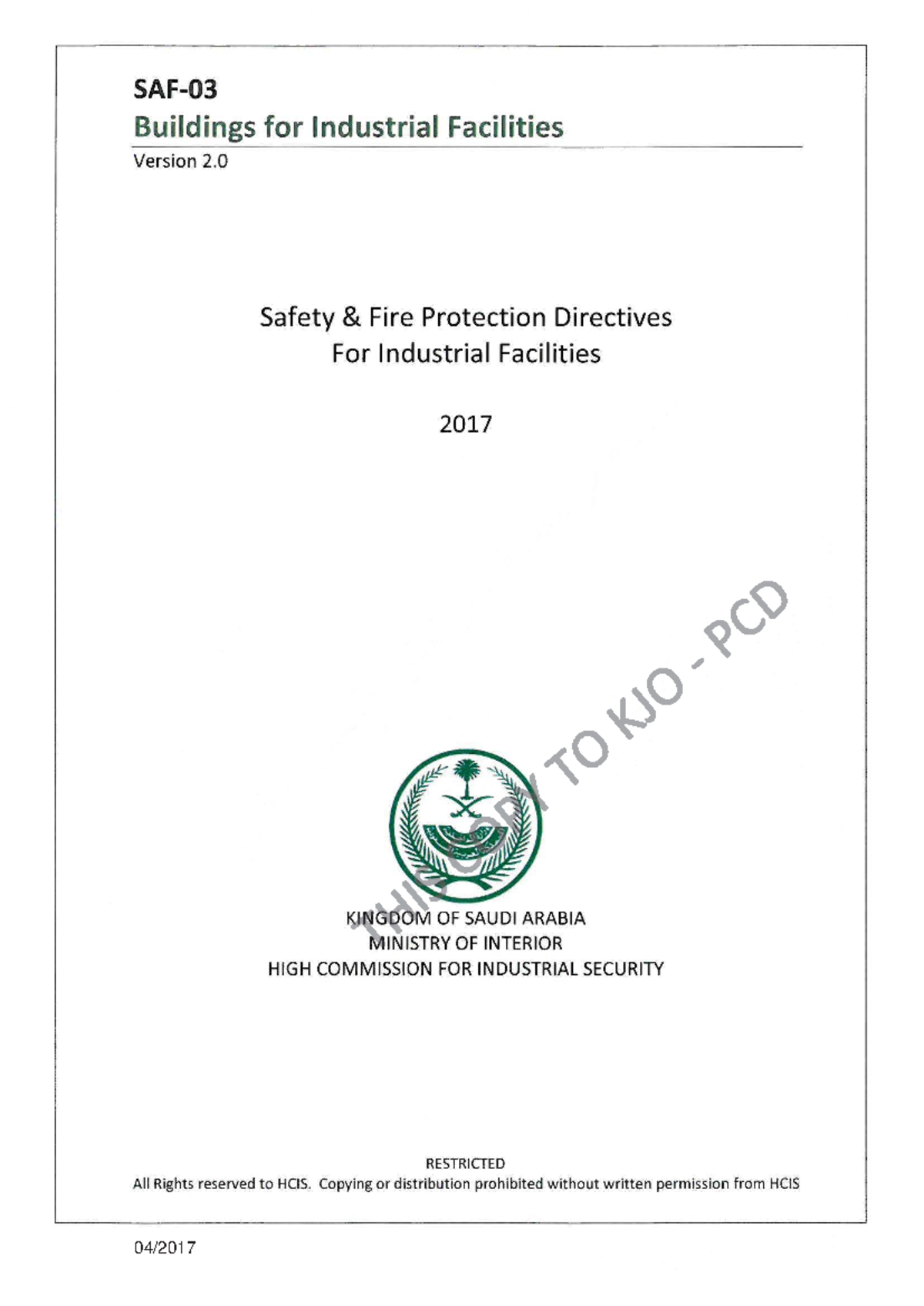 SAF-03 Safety Directives for Buildings in Industrial Facilities - Studocu