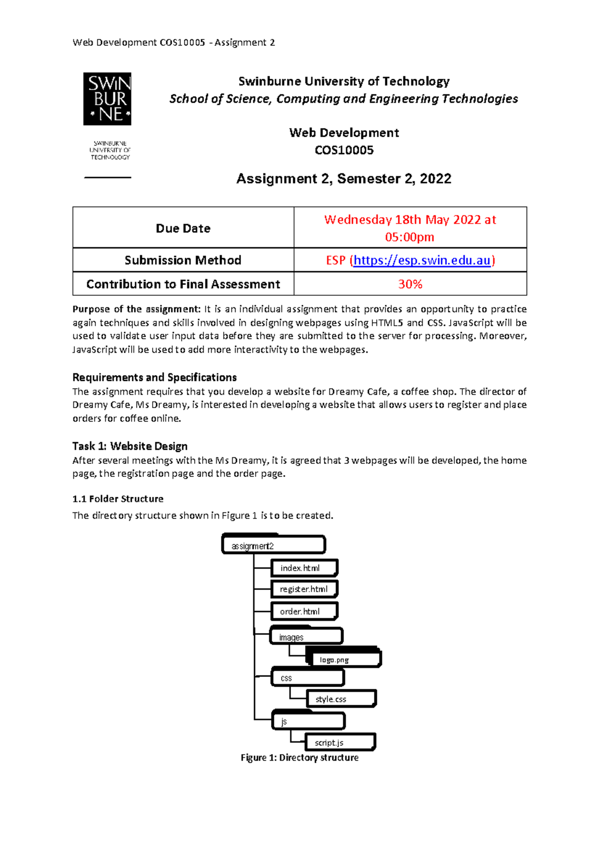 WD Assignment 2 2022S2-1 - Swinburne University of Technology School of ...