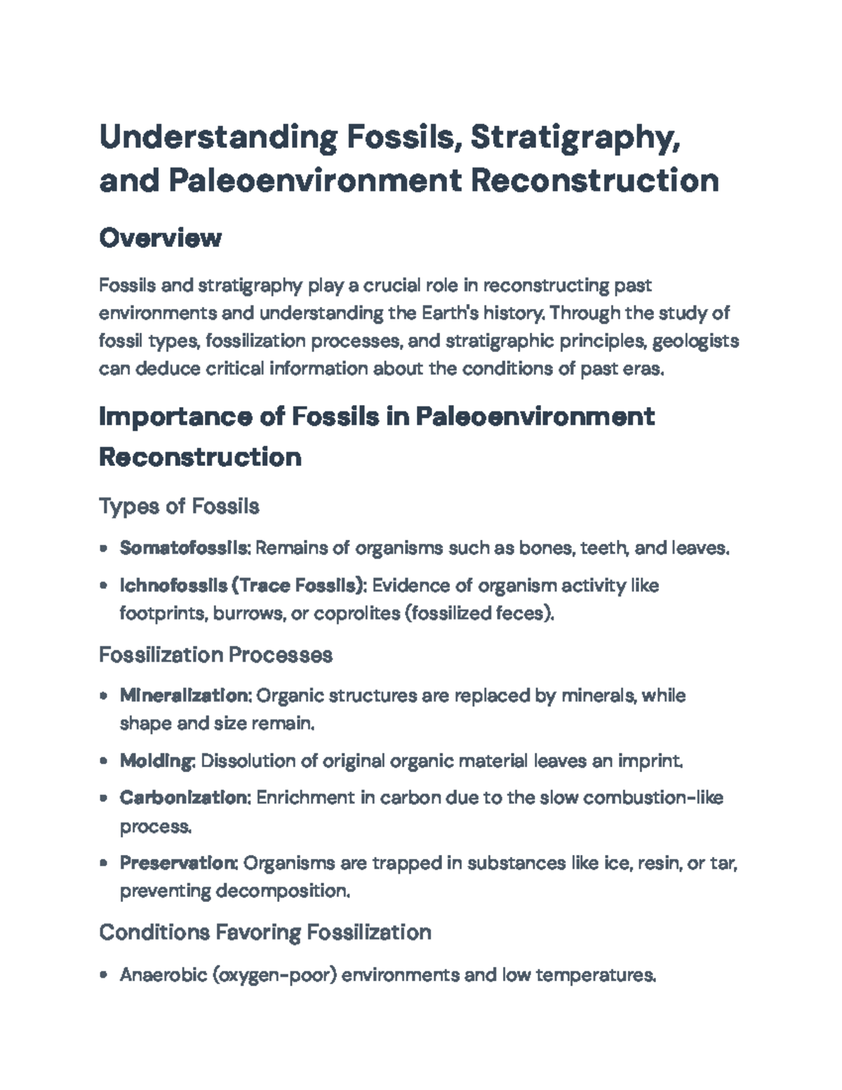 Understanding Fossils and Stratigraphy for Paleoenvironment ...