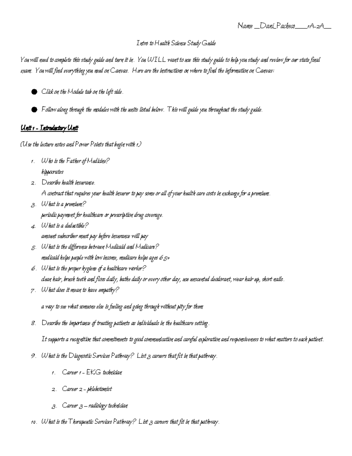 Health Science Study Guide for Final Exam (Course Code: HSC101) - Studocu