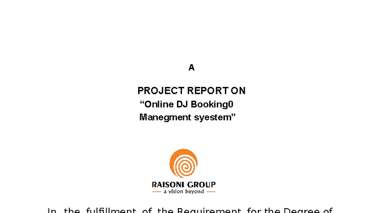 BCA Project Report: DJ Booking Management System Analysis - Studocu