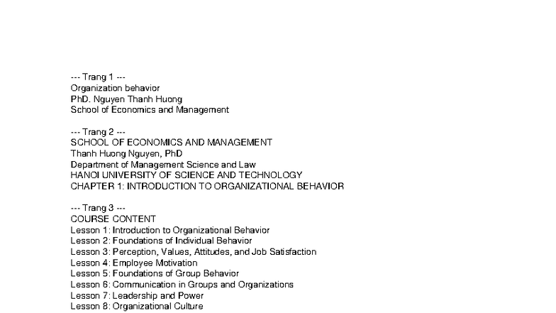 Organizational Behavior Overview - PhD Course Notes - Studocu