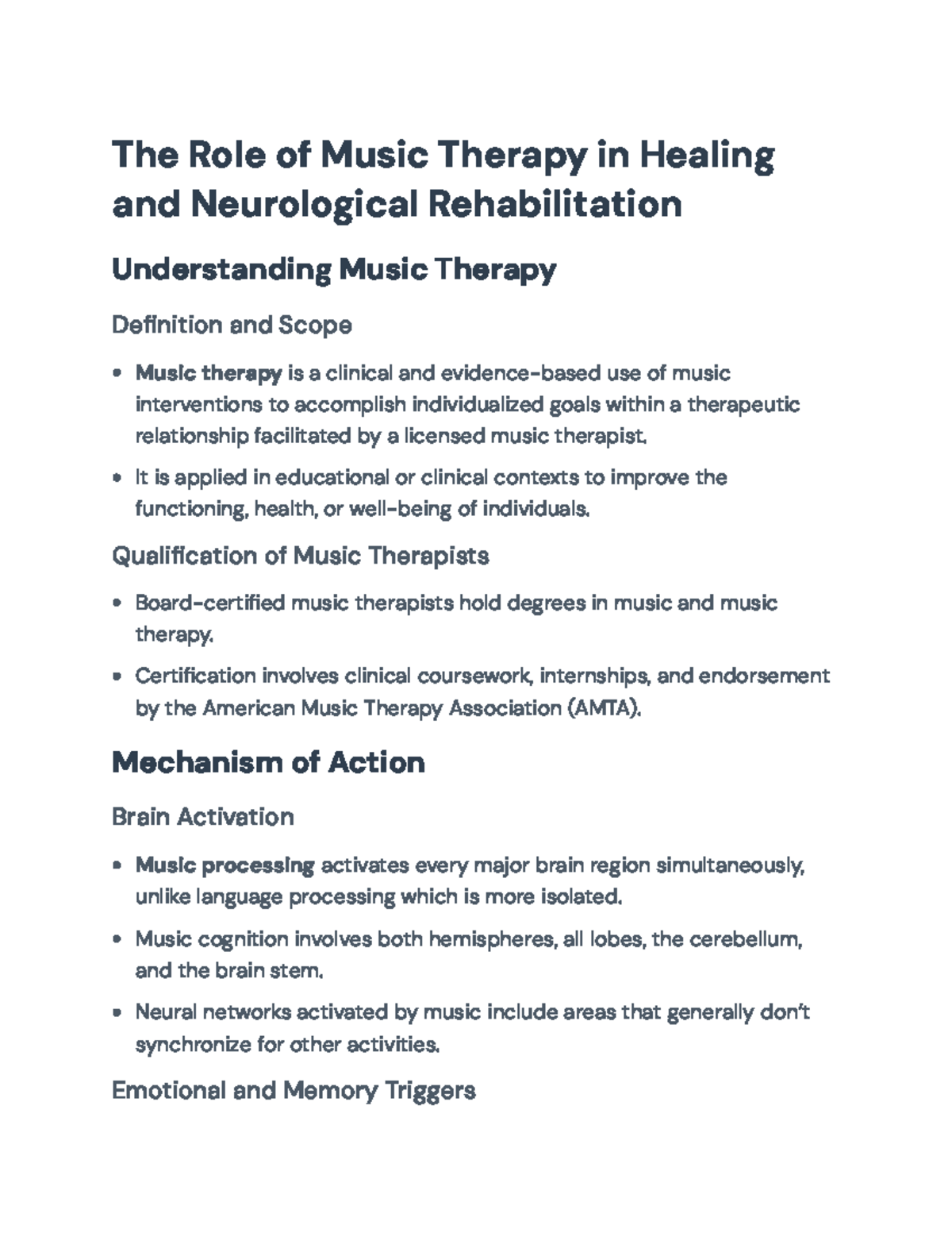The Role of Music Therapy in Healing and Neurological Rehab - The Role ...