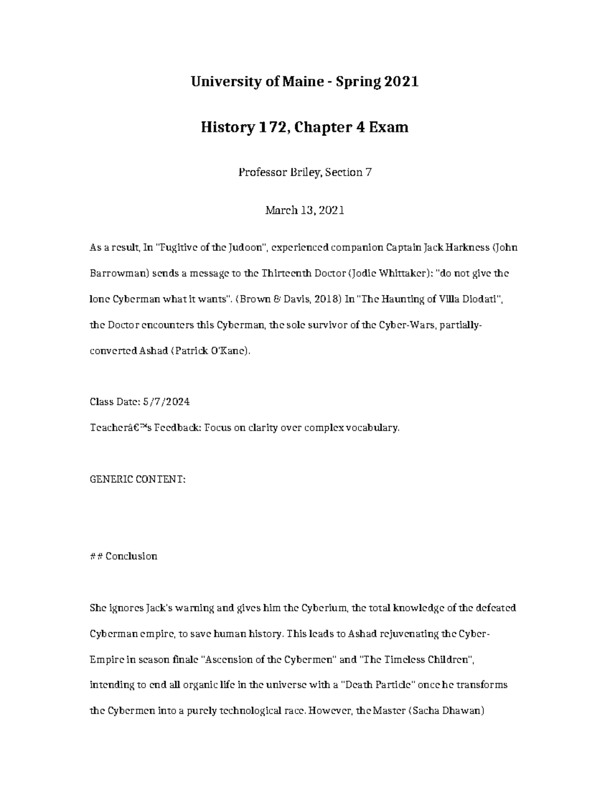 History 172 Chapter 4 EXAM - University of Maine - Spring 2021 History ...