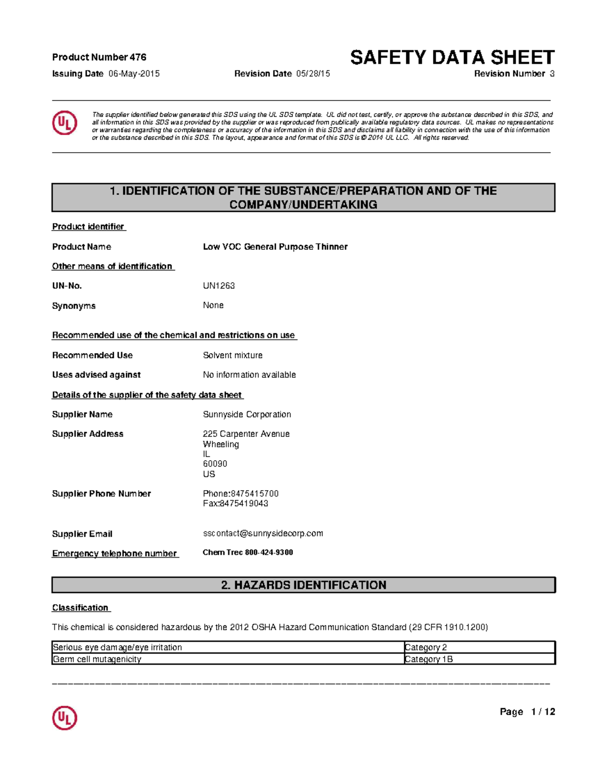 SDS for Low VOC General Purpose Thinner (Product No. 47632) - Studocu