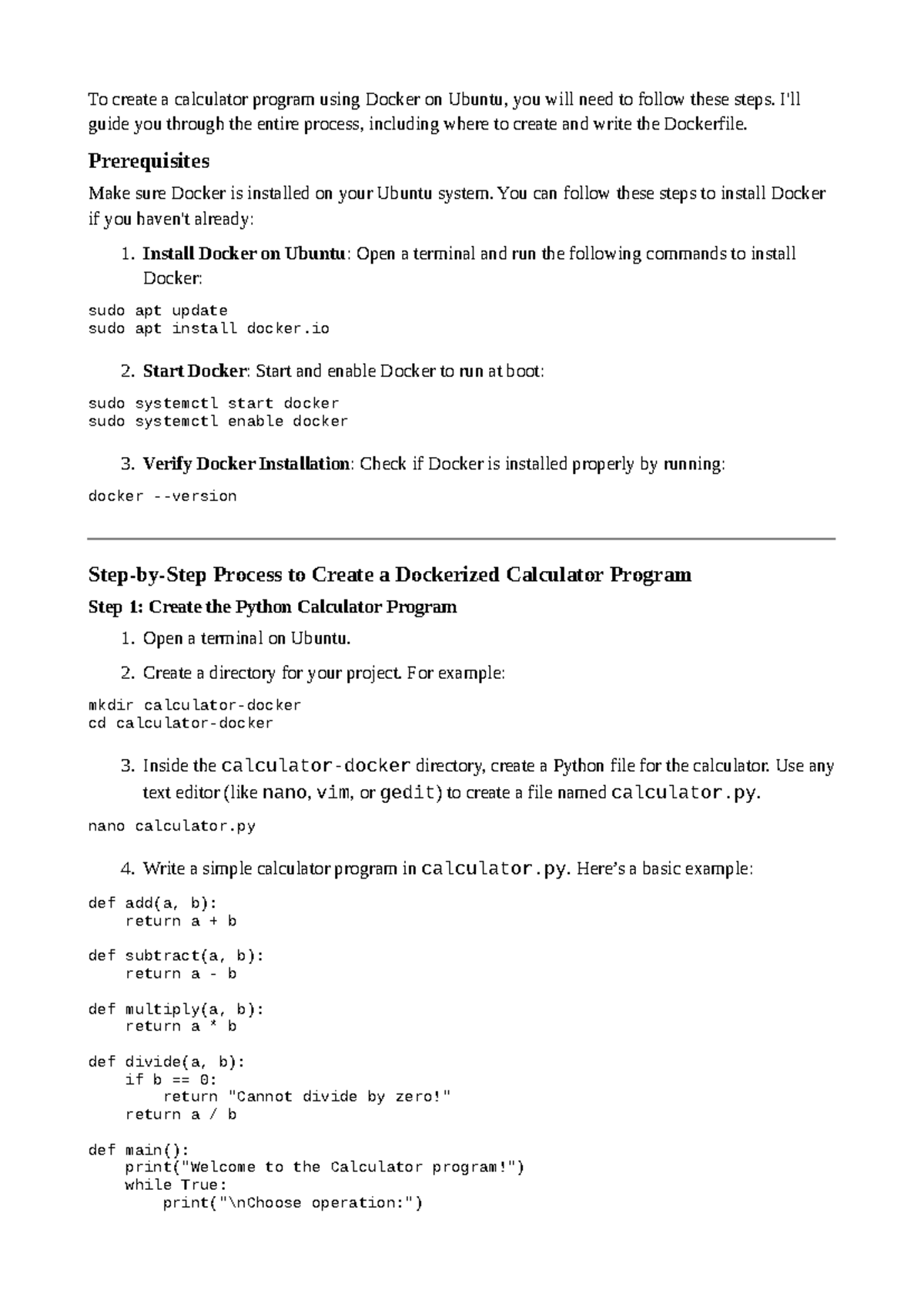 Creating a Dockerized Calculator Program on Ubuntu: A Step-by-Step ...