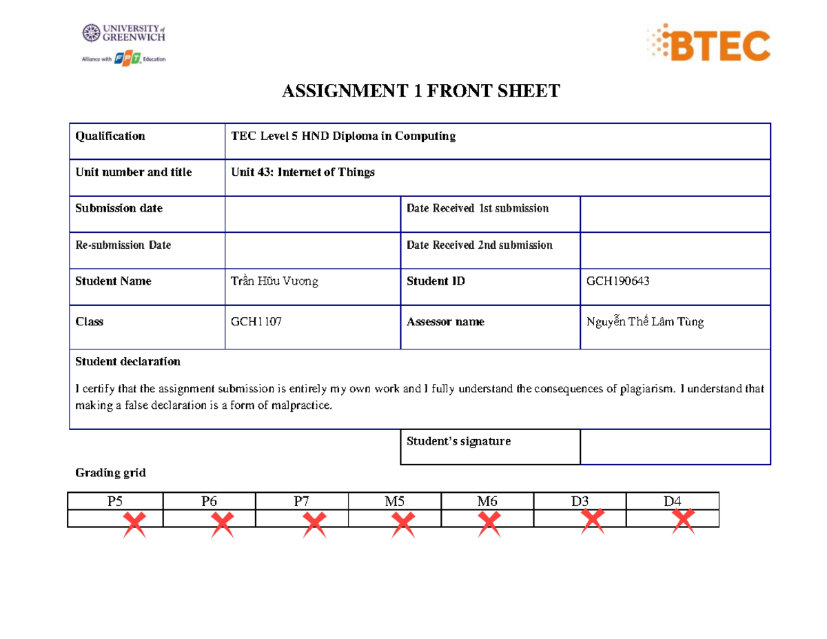 IoT Application Development Assignment for TEC Level 5 HND Diploma ...