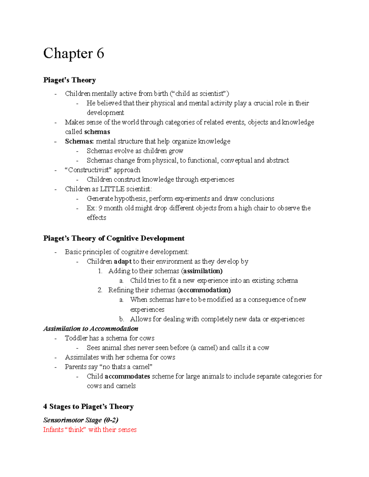 Cognitive Development in Children: Chapter 6 Insights and Theories ...