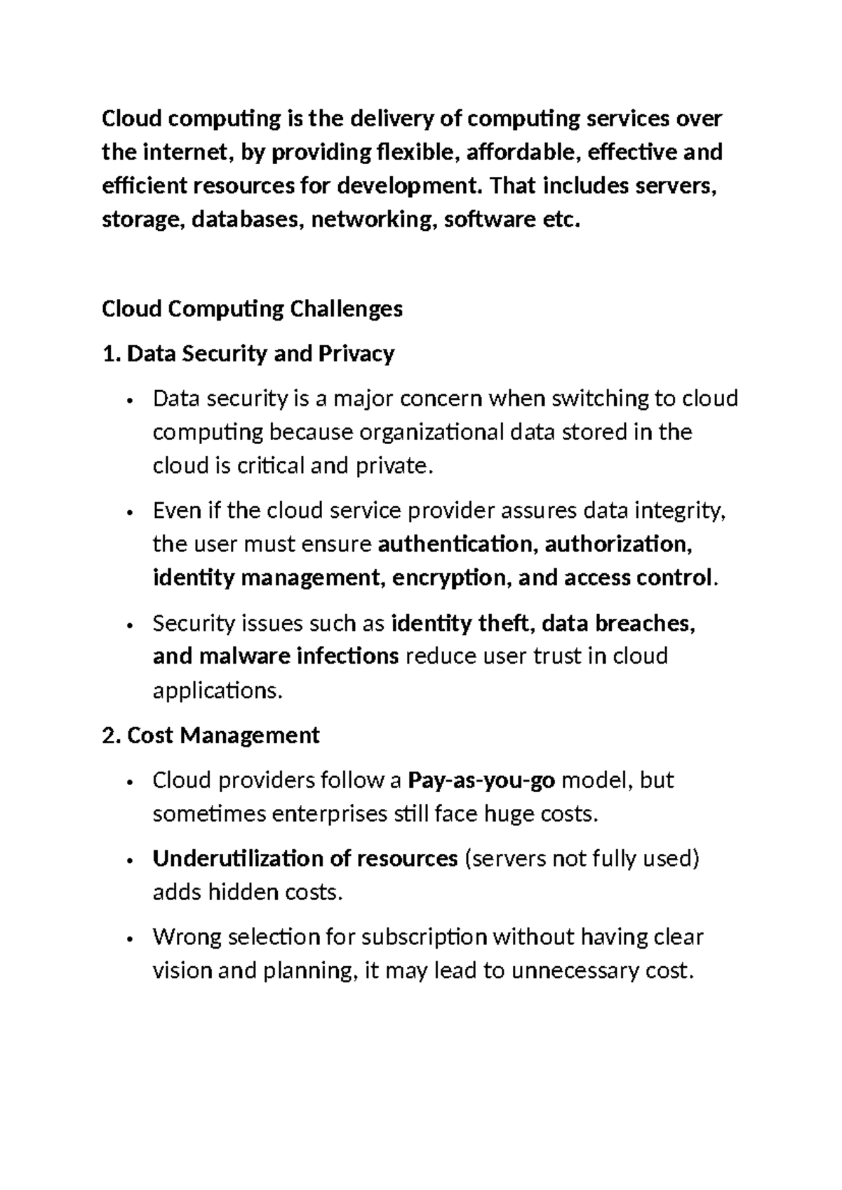 Cloud Computing Challenges: Security, Cost, and Performance Issues ...