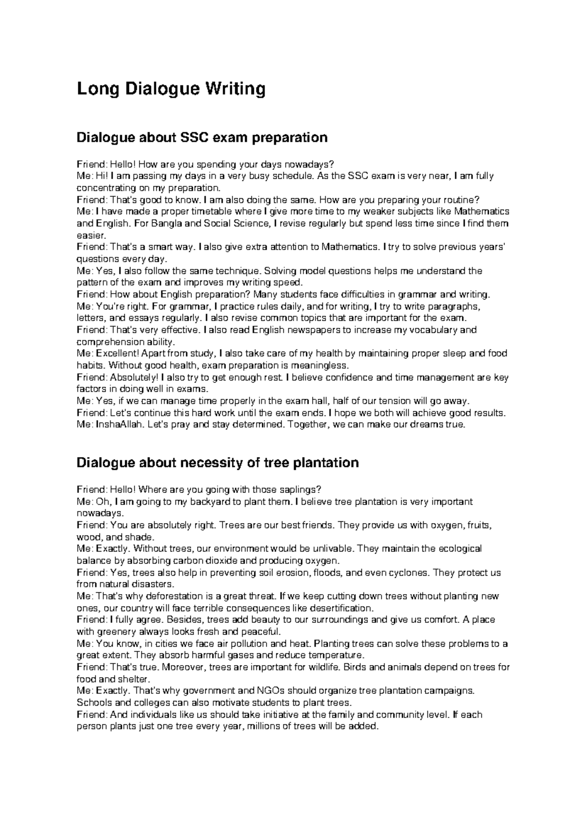 Exam Preparation Dialogue