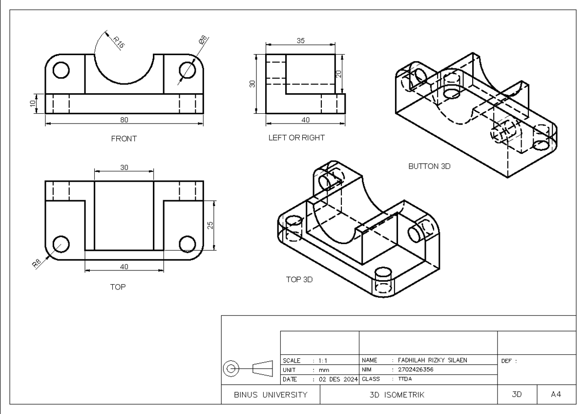 TK 1 Technical Drawing Sketsa - Drawing For Design - 80 40 30 40 30 25 ...