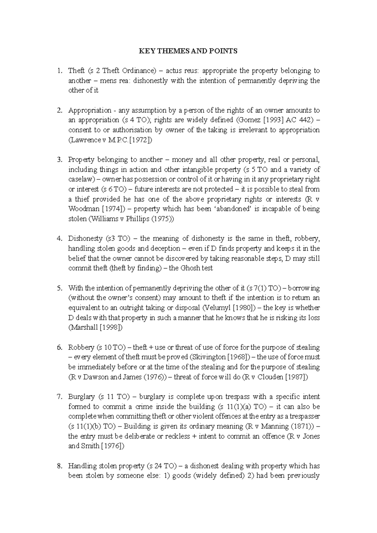 Revision notes for criminal law (CL 101) - key themes and points - Studocu