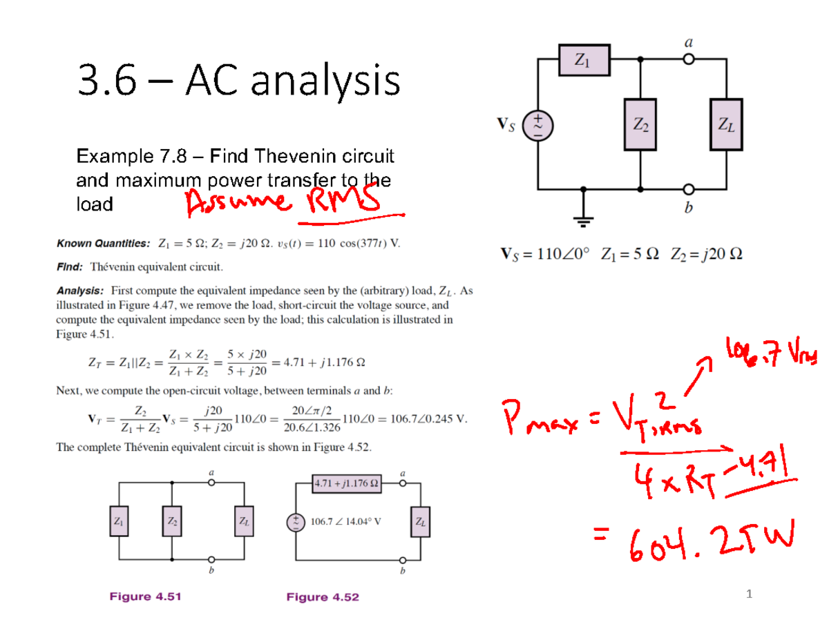 3.6 AC Analysis - Week 7 Examples and Additional Notes - Studocu