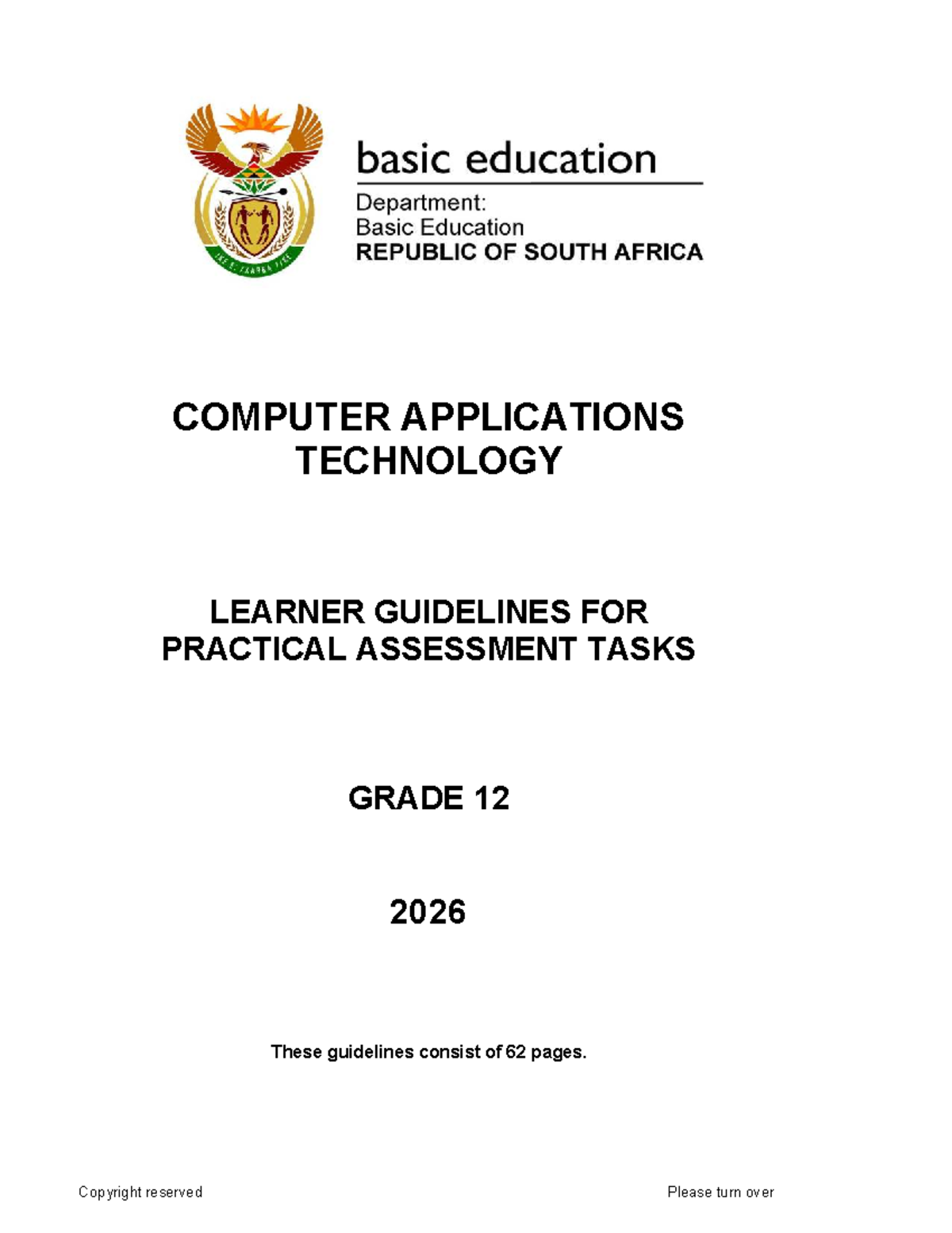 Computer Applications Technology PAT Guidelines for Grade 12 - 2026 ...