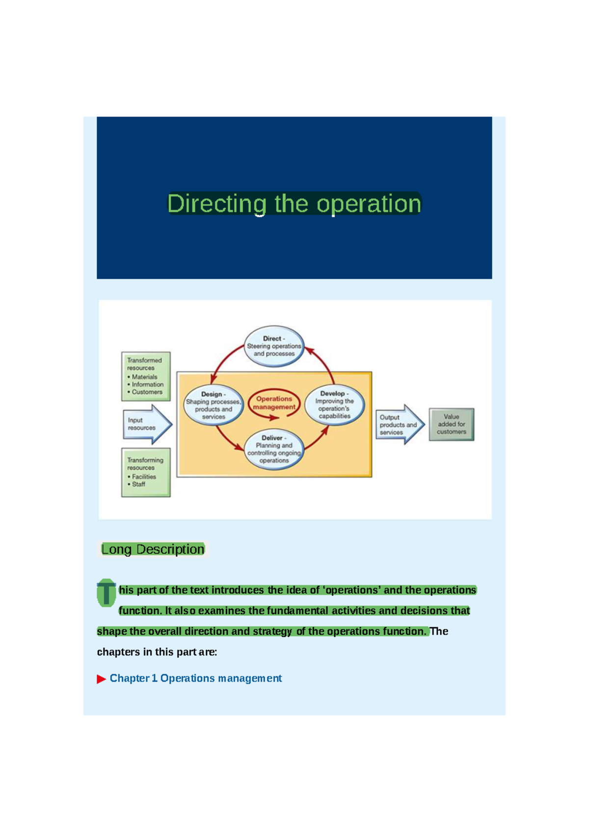 BOP Ch1-3: Summary of Operations Management Principles and Strategies ...