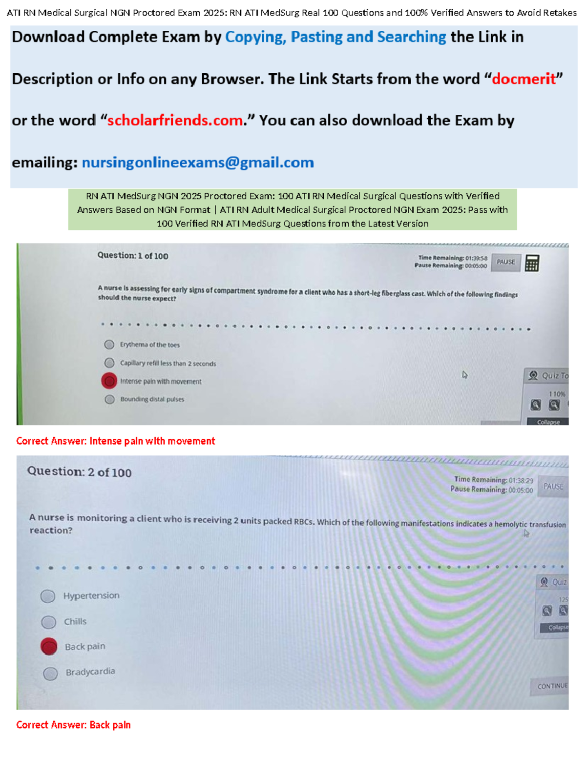 ATI RN Med Surg 2025 Proctored NGN Exam Guide: 100 Verified Questions ...