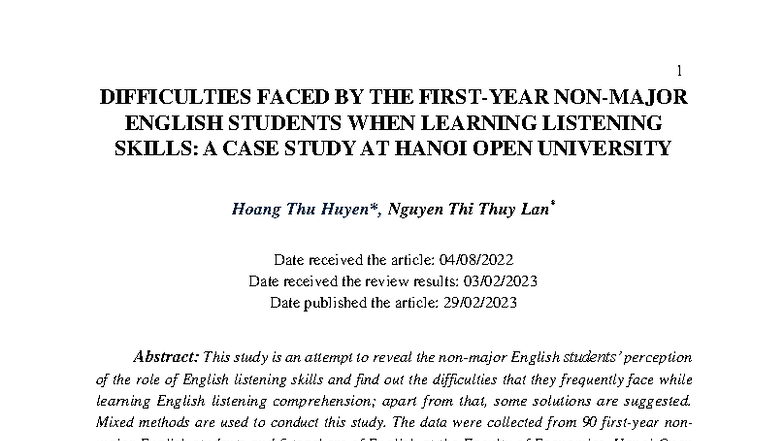 Difficulties Faced by First-Year Non-Major English Students in ...