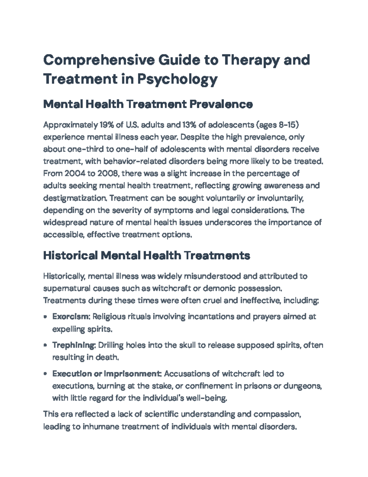 Comprehensive Guide to Psychological Therapy & Treatment Methods (PSY ...