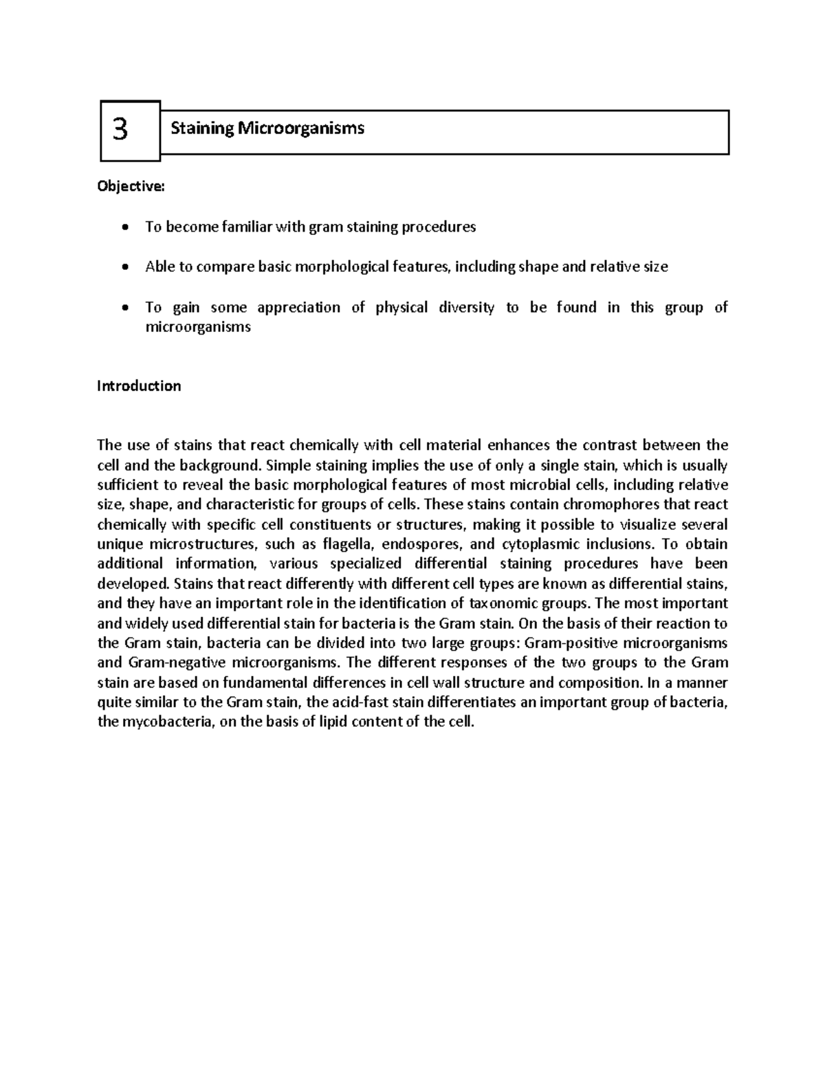 Practical 3: Gram Staining Techniques in Microbiology Lab - Studocu