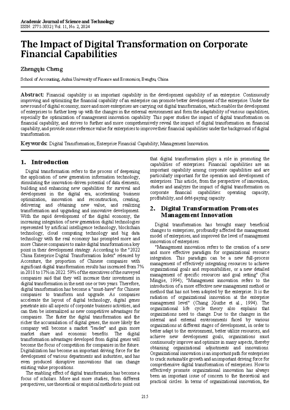 The Impact of Digital Transformation on Corporate Financial ...