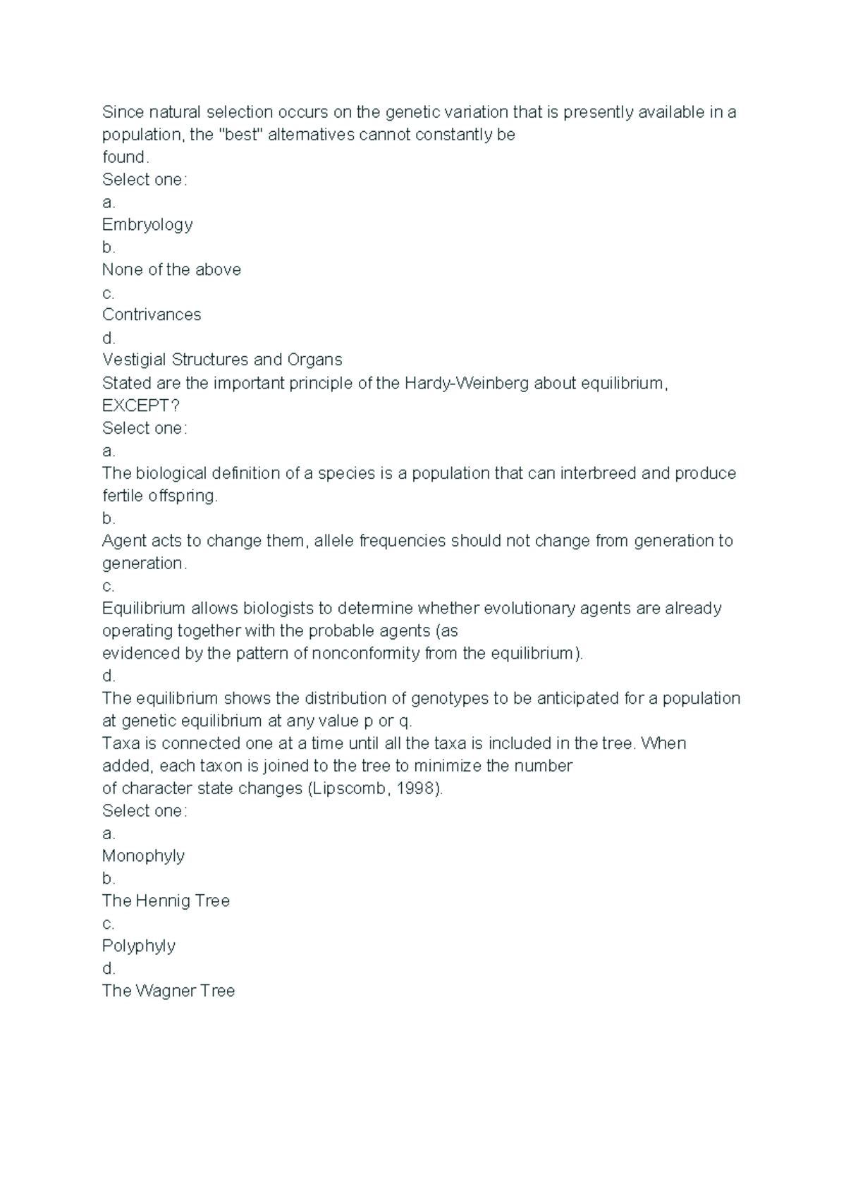 PT 2 - NKLL; - Since natural selection occurs on the genetic variation ...