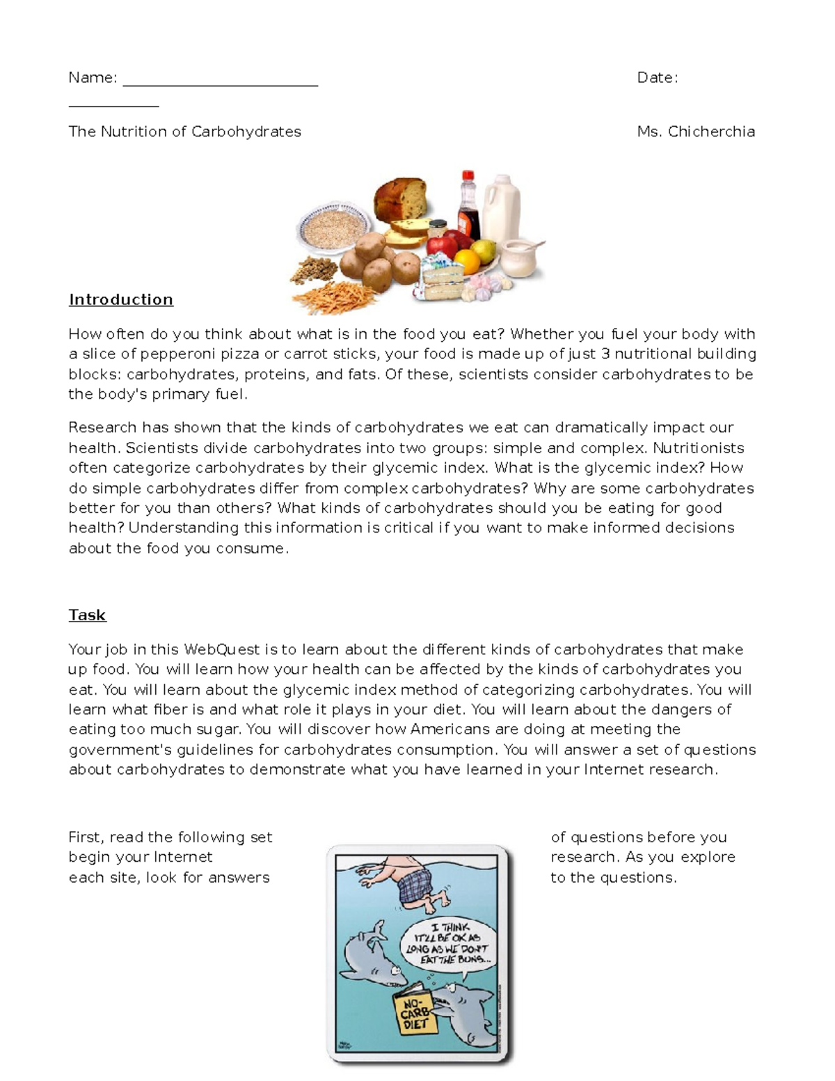 Carbohydrate Webquest - Name: __________________________ Date: The ...
