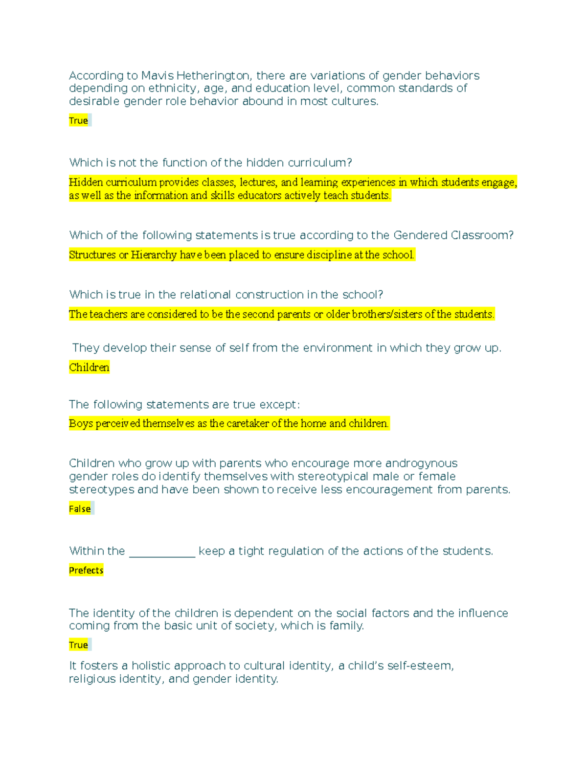 Gender and Society MDM Quiz: Key Concepts and Insights - Studocu