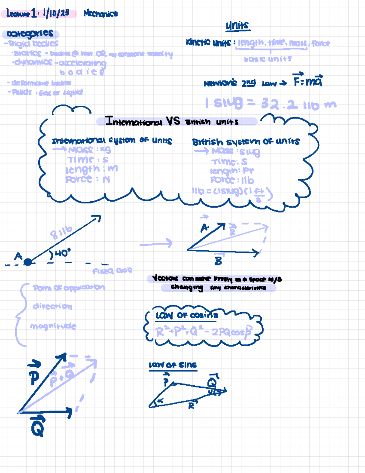 MAE 30A Lecture Notes - Lecture 1: 1/10(23 Mechanics S categories Rigid ...