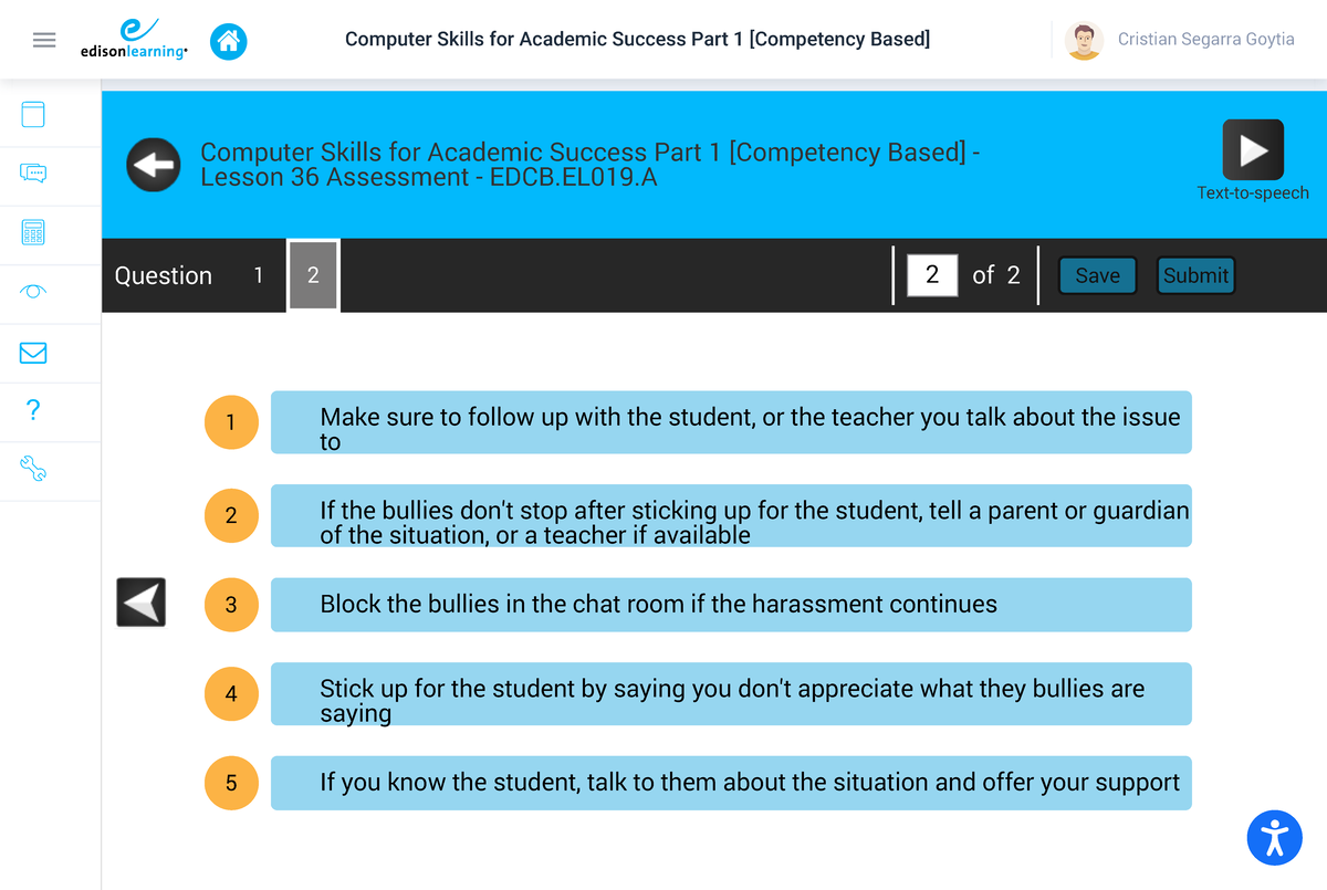 Home Lesson Assessment Player 5 - Computer Skills for Academic Success ...