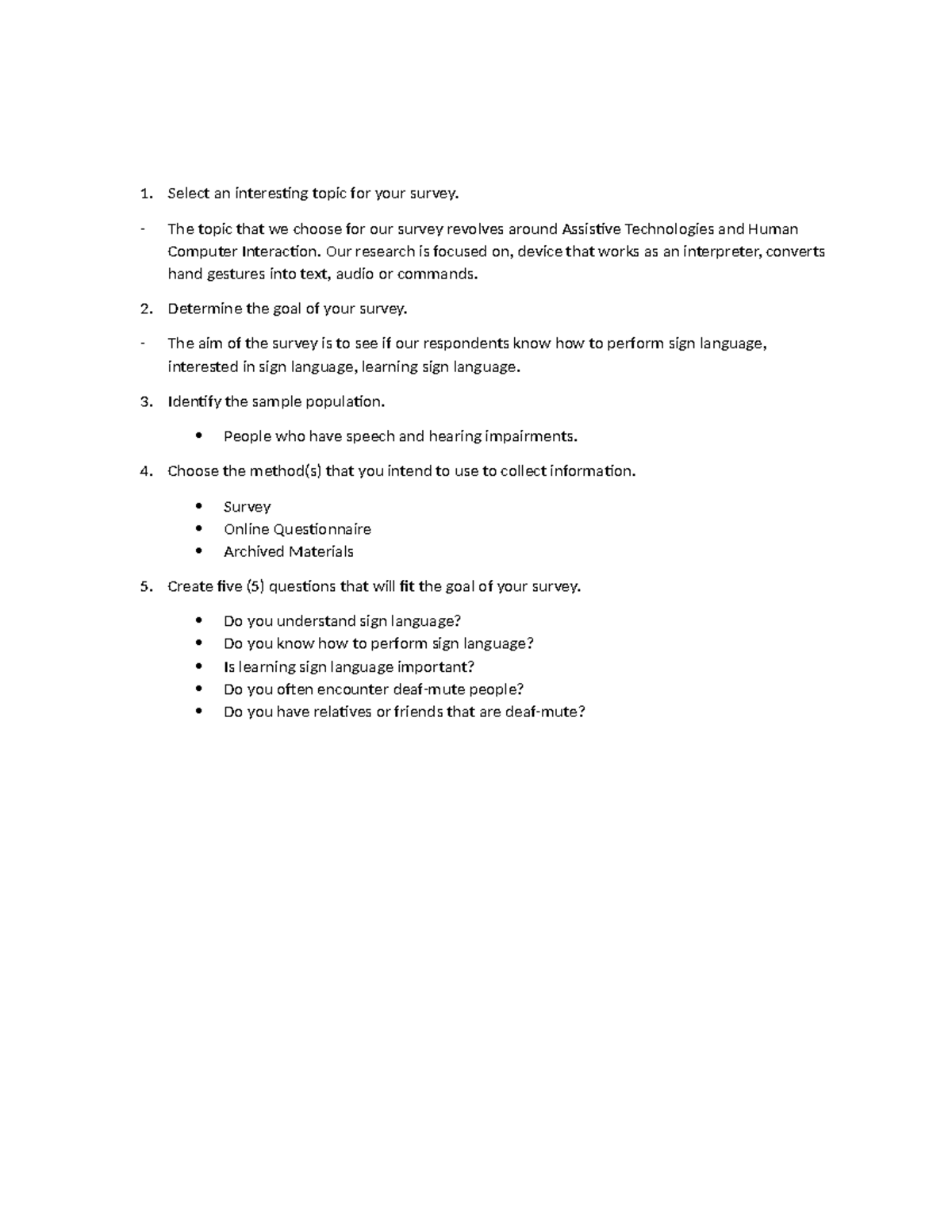 Quantitative Method Survey on Assistive Tech & Sign Language Awareness ...
