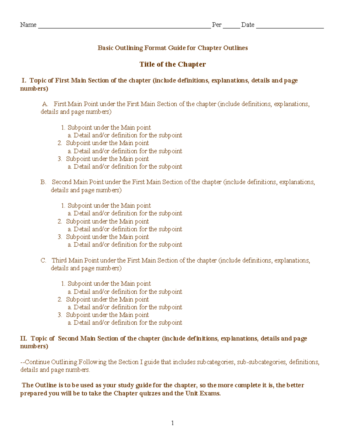 Chapter Outline Format Guide for Effective Note-Taking - Studocu