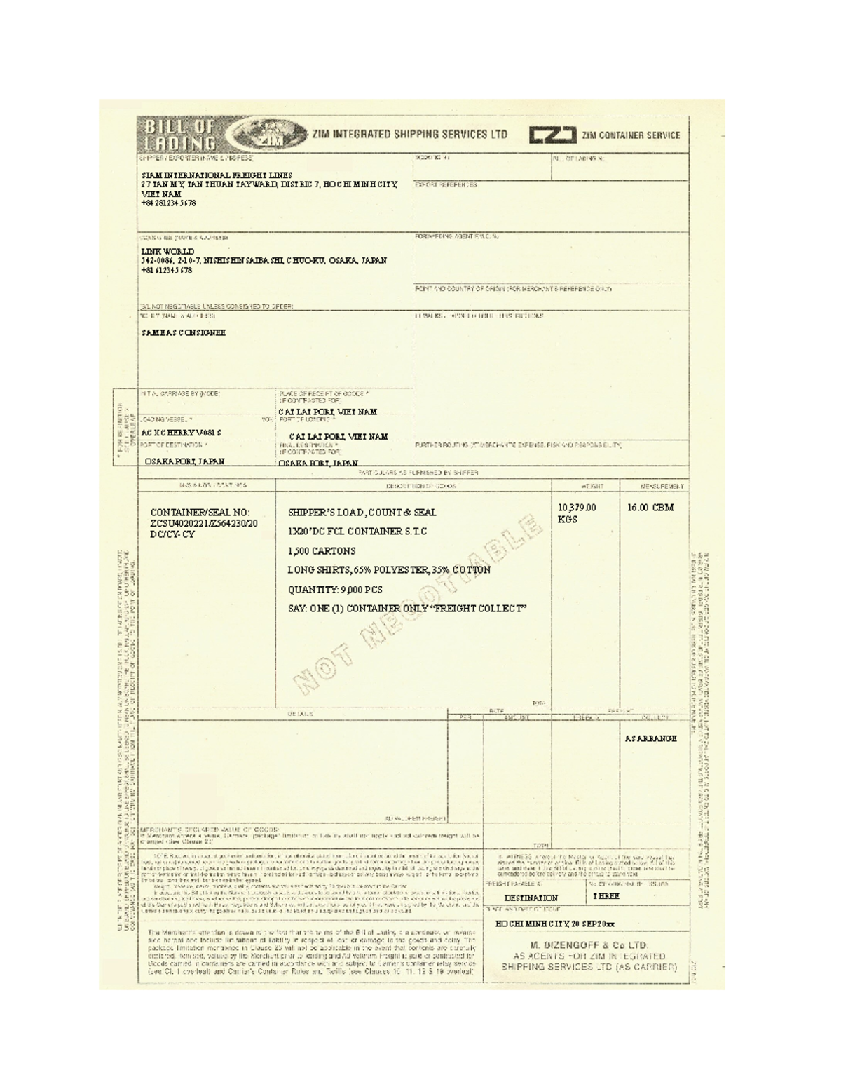 Logistics Document - Container Details & Shipping Info - Studocu