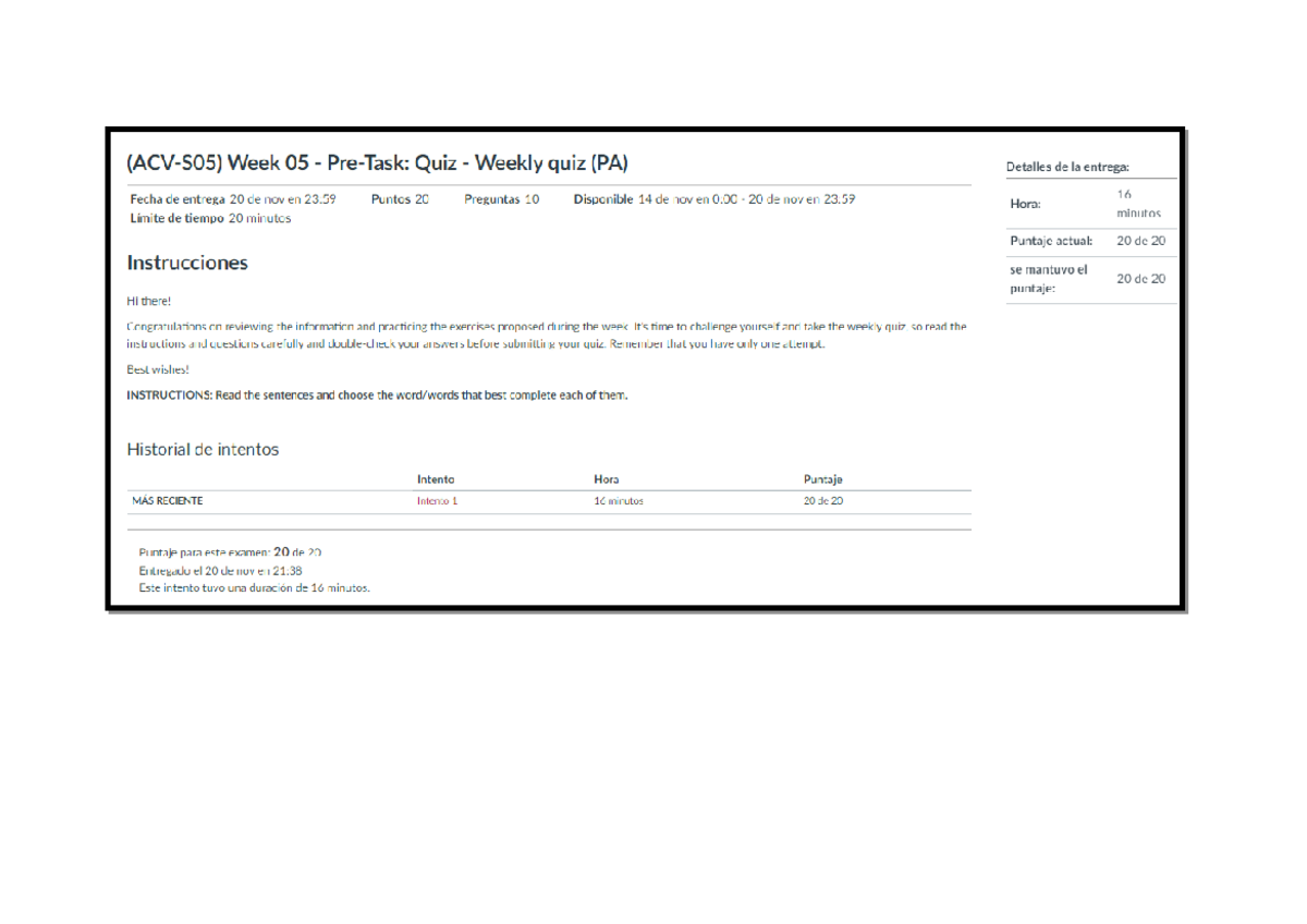 (ACV-S05) Week 05 - Pre-Task Quiz - Weekly quiz (PA) - Ingles IV - Studocu