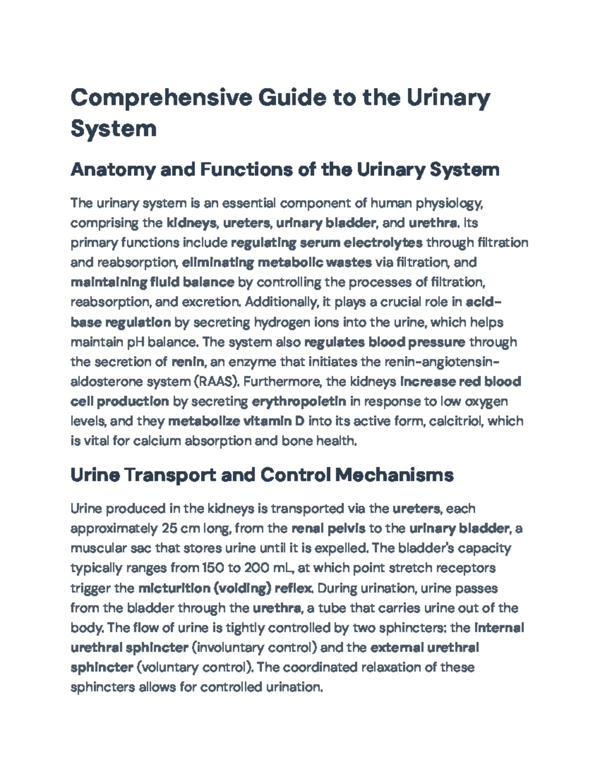 Comprehensive Overview of the Urinary System: Anatomy & Disorders - Studocu