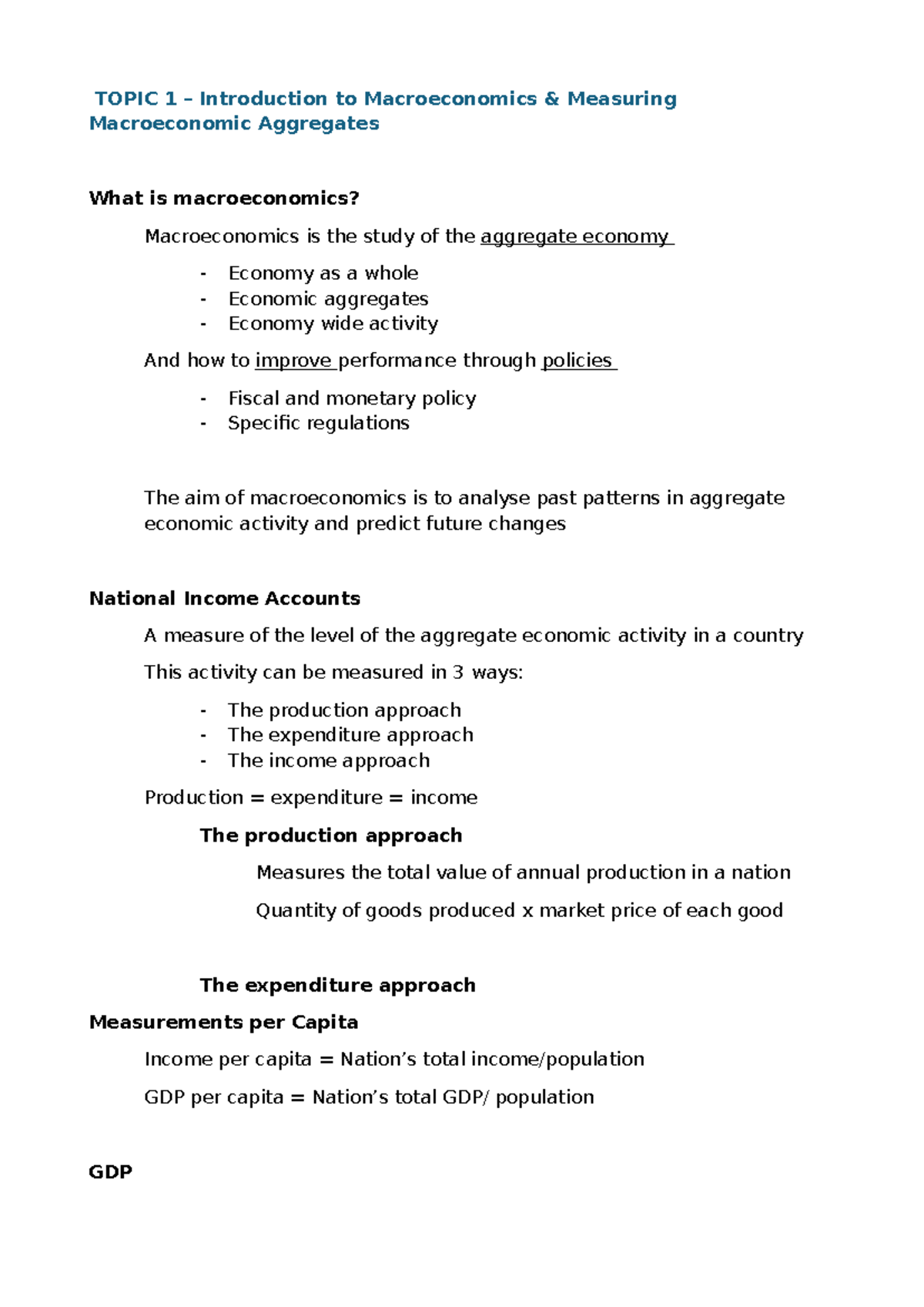 Macroeconomics Overview: Topics 1-5 Summary and Key Concepts - Studocu