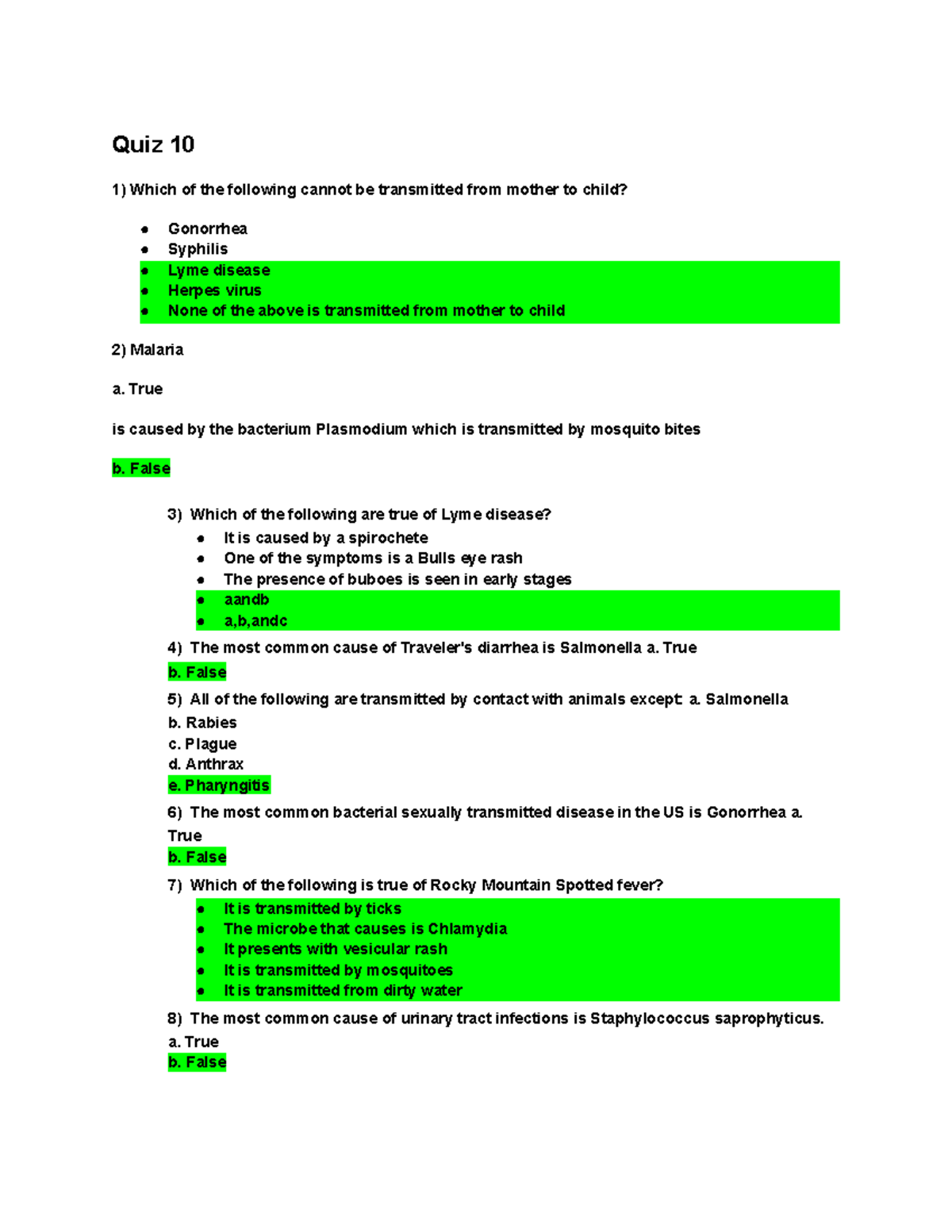 Quiz 10-246 - Study Guide for Infectious Diseases - Studocu