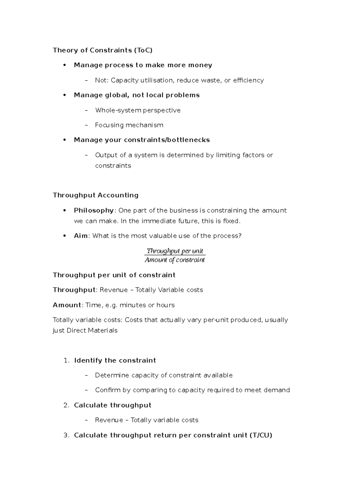 W7+8 - Theory of Constraints (ToC) in Process Management - Studocu