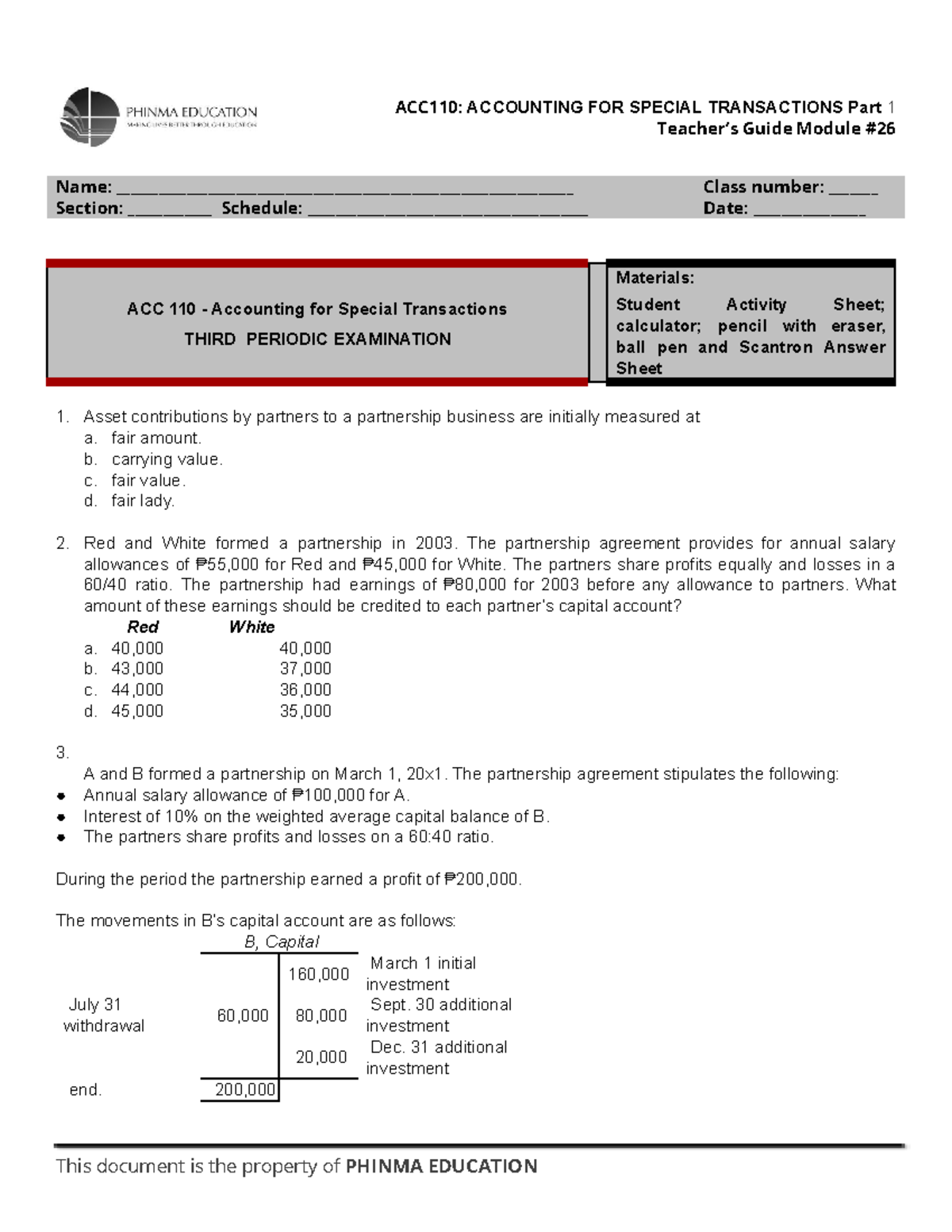 ACC110 Accounting for Special Transactions - P3 Final Exam Guide - Studocu