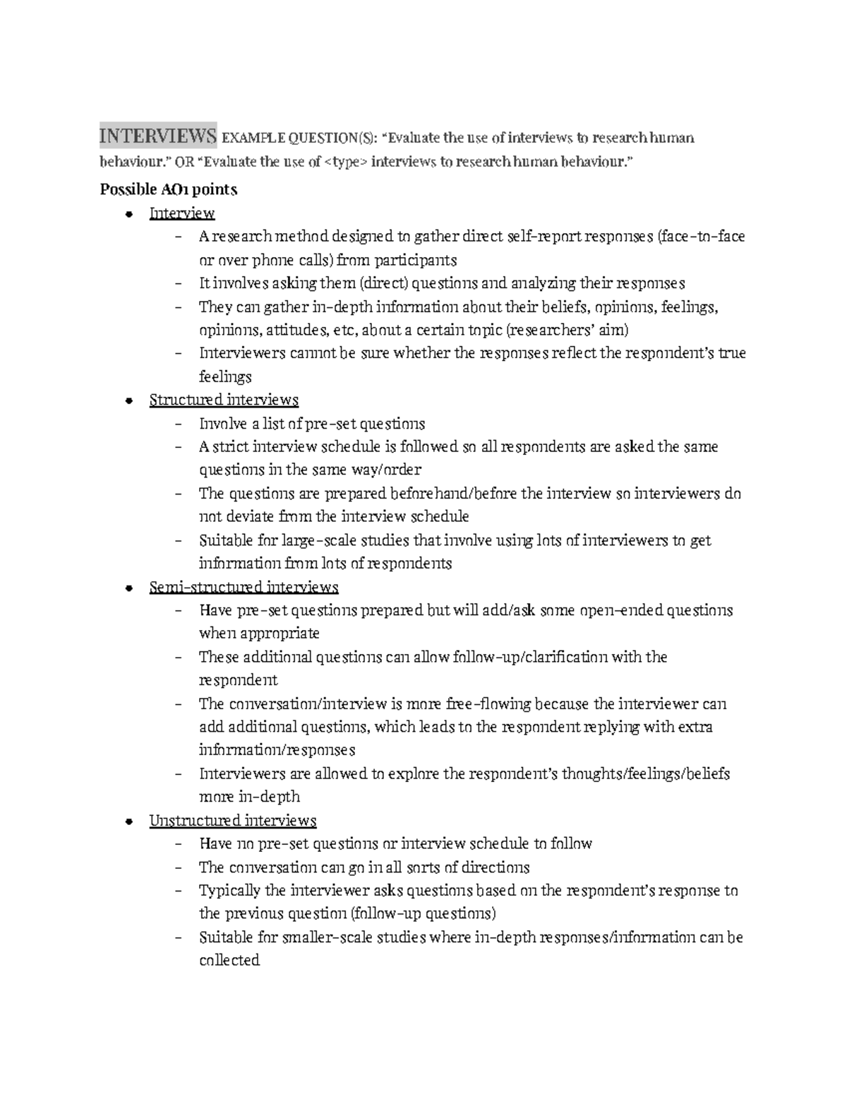 1PS0 Research Methods: Analyzing Interviews and Data Collection ...