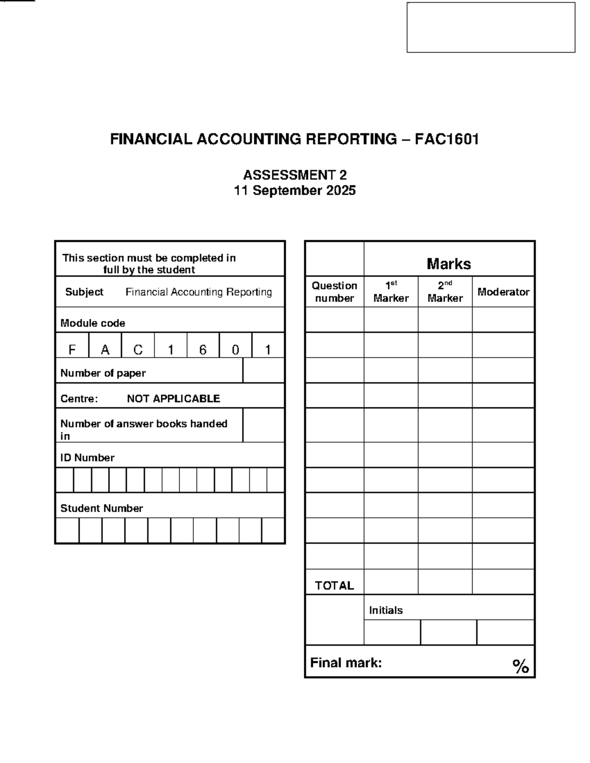 Assessment 2 Answer Book FAC1601 docx - FINANCIAL ACCOUNTING REPORTING ...