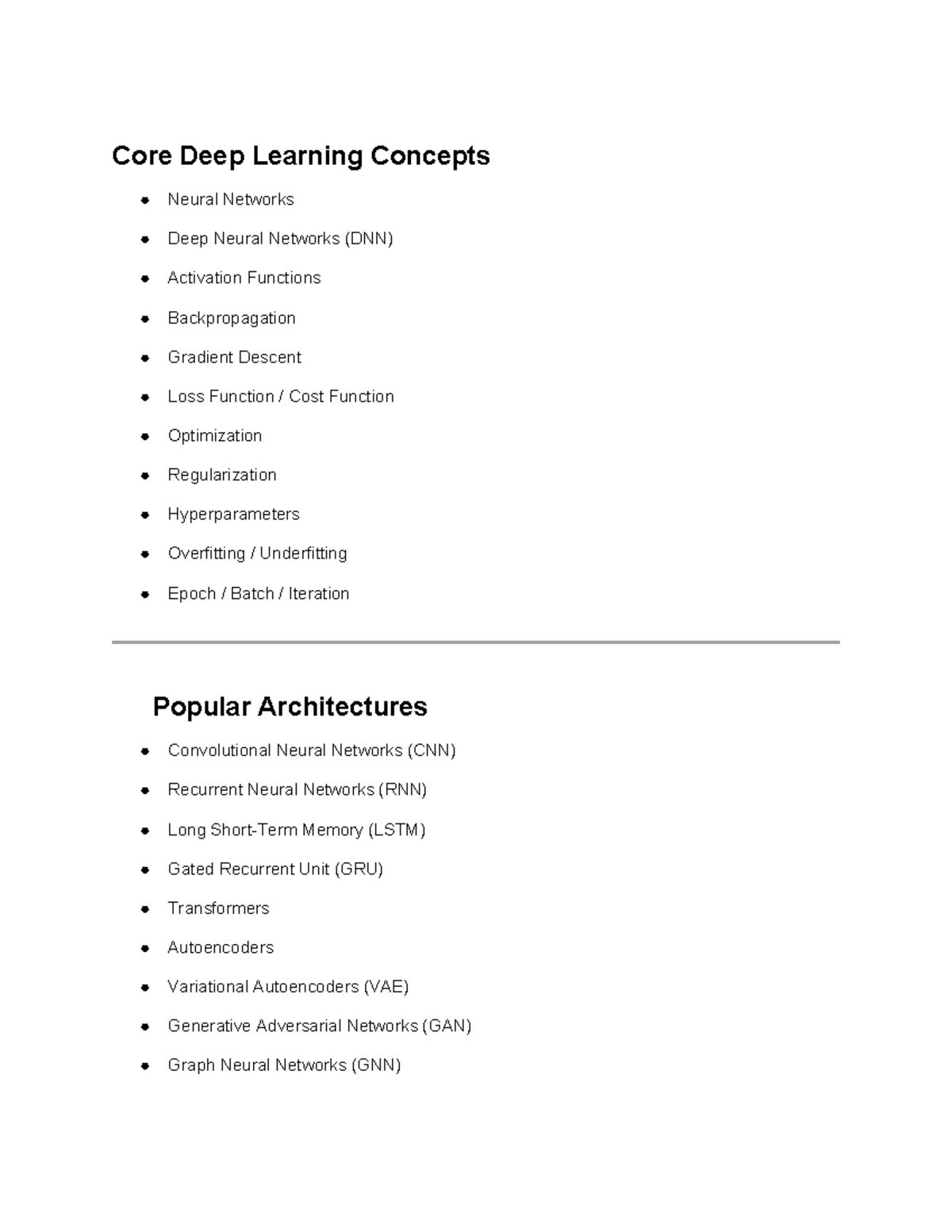 Deep Learning Concepts Overview: Key Techniques & Architectures - Studocu
