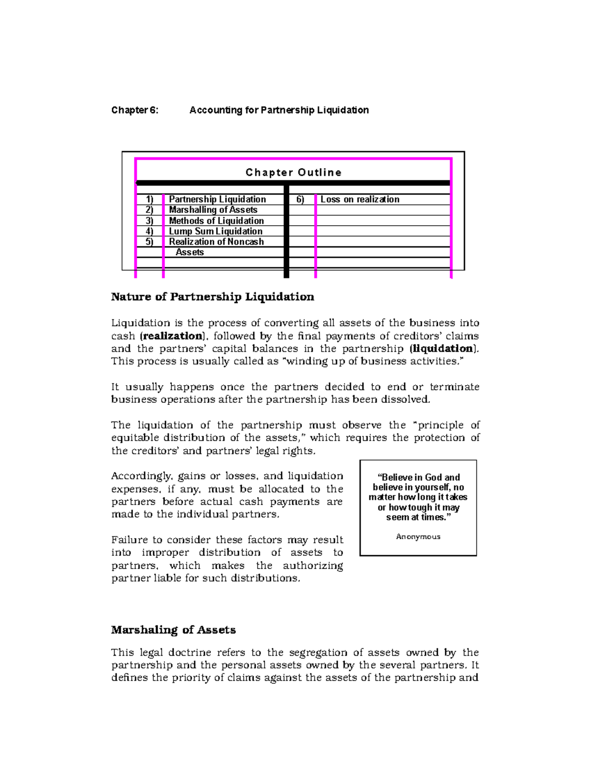 Partnership Liquidation Reading Material - Introduction To Financial ...