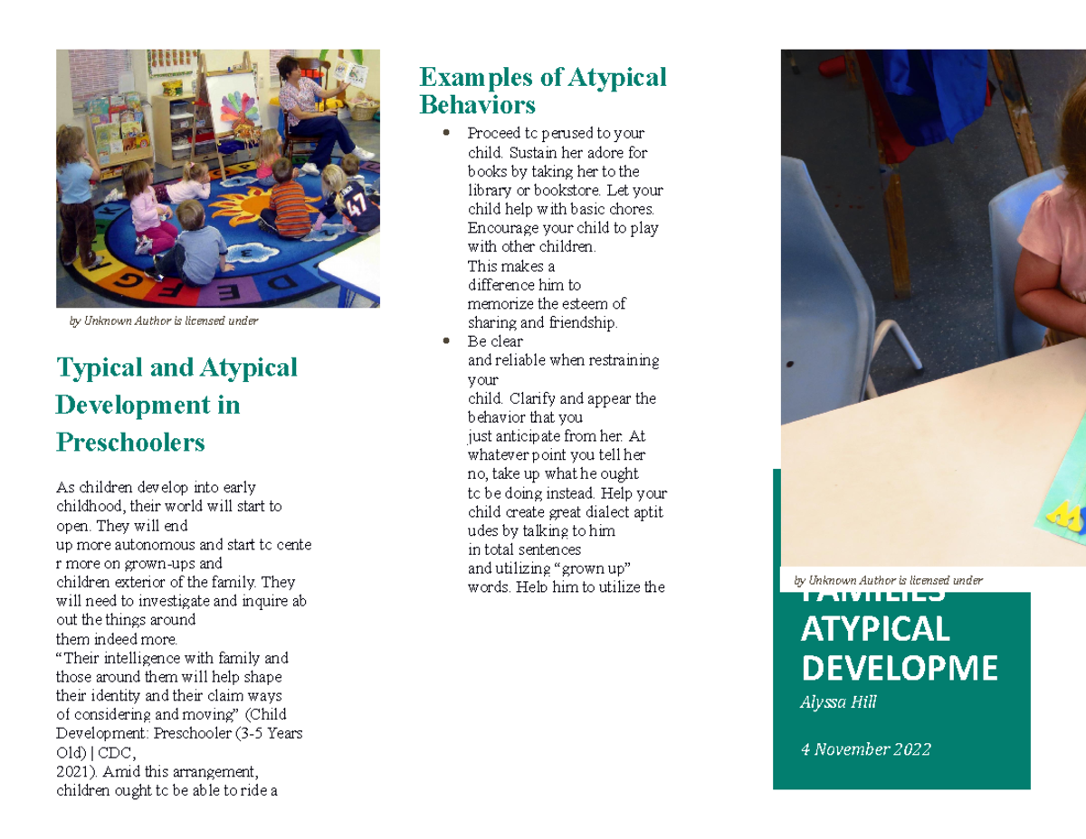 Support for Families: Atypical Development in Preschoolers - Studocu