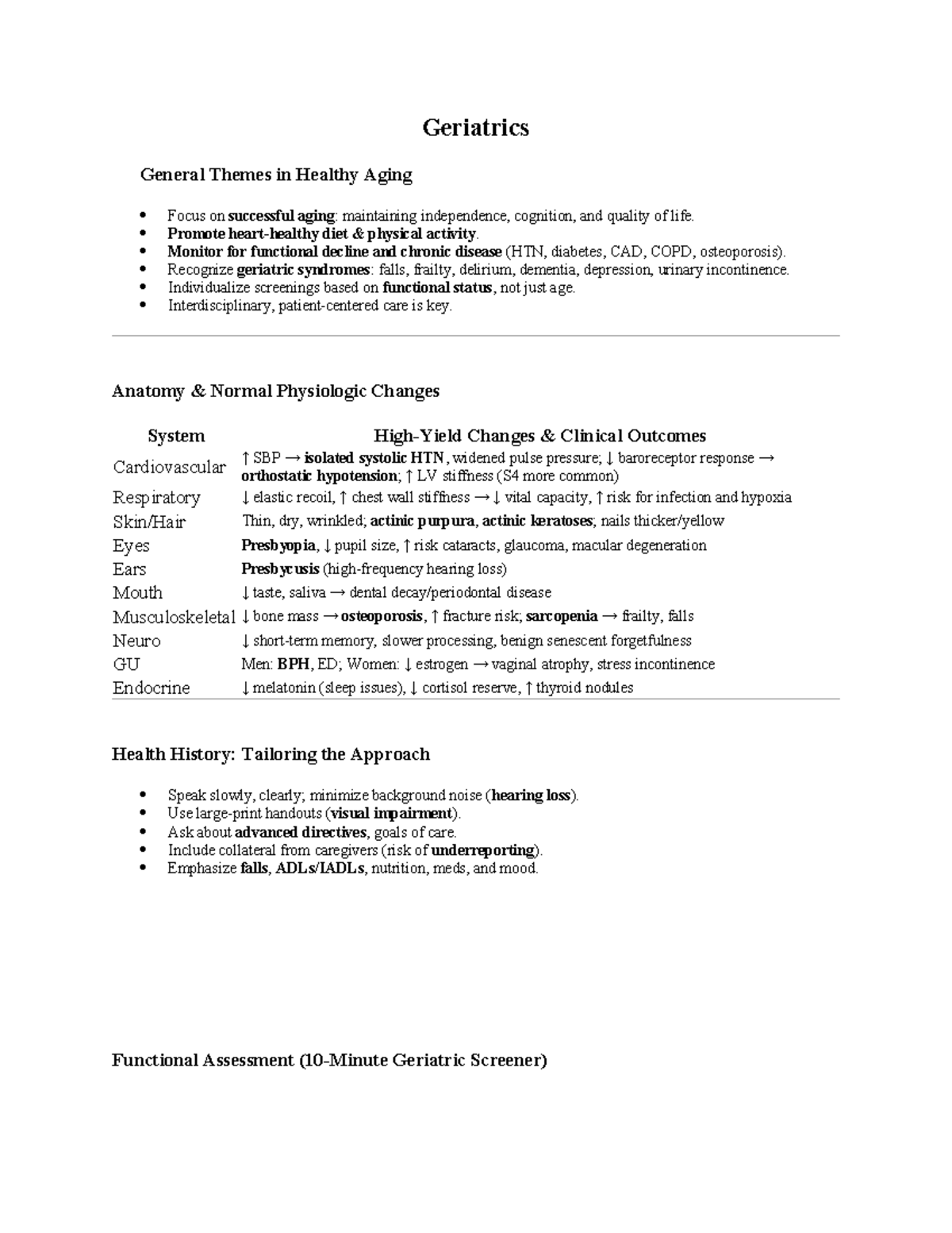 Geriatrics (GERO 101) - Textbook Notes on Healthy Aging and Care - Studocu