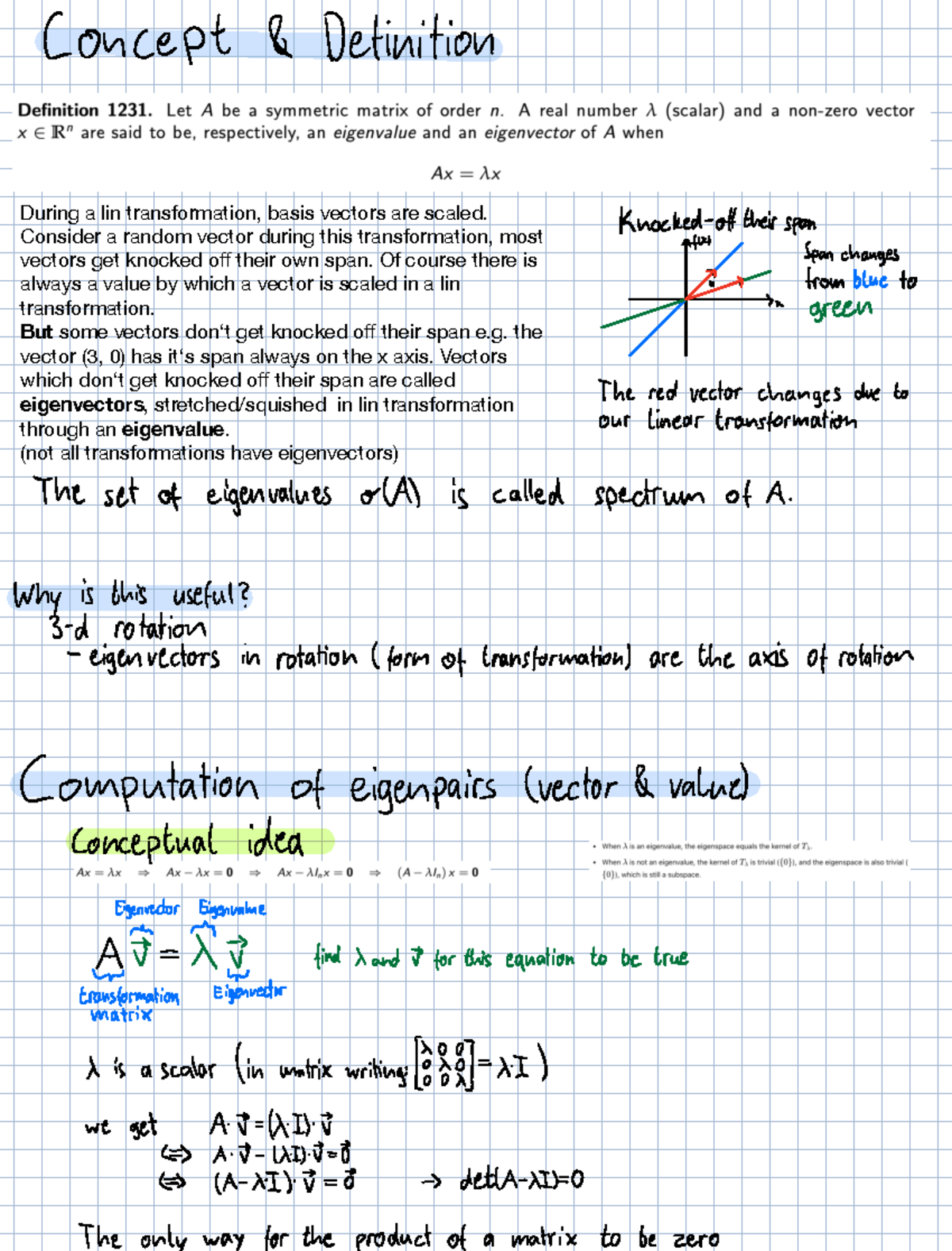 30063 - Eigenvalues & Eigenvectors: Spectrum & Computation Notes - Studocu