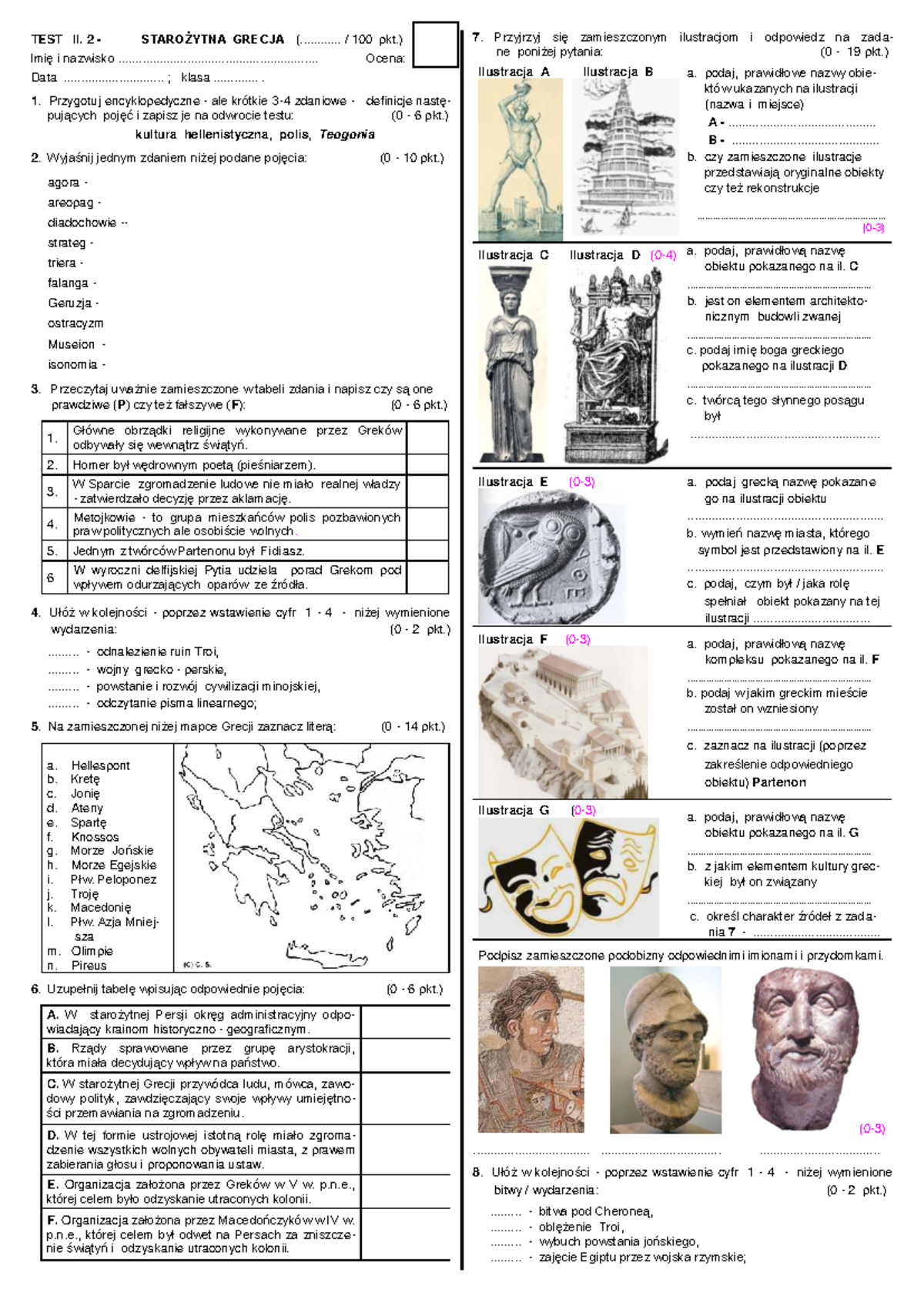 Starożytna Grecja Historia Sprawdzian 2 Liceum www.studocu.com